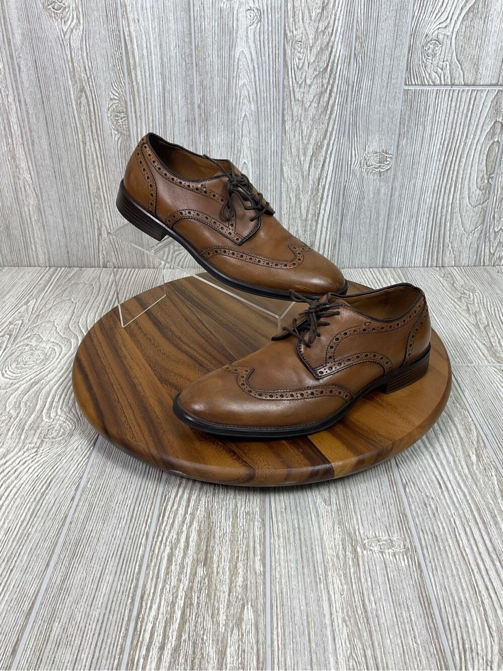 Johnston & Murphy Wingtip Oxford Leather Dress Shoes Men’s 9M Brown Brogue Dress